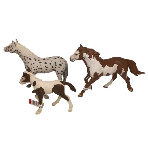 Lot of 3 Schleich Horses Spotted Appaloosa 06, Pinto Stallion 06, Tinker Foal 04 - Picture 2 of 15